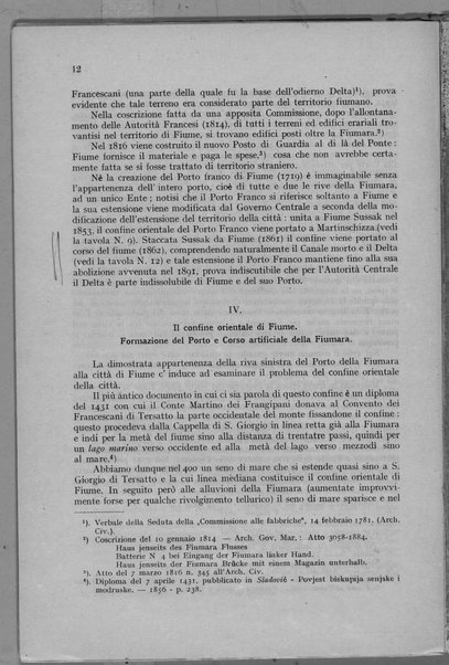 Il confine orientale di Fiume e la questione del Delta della Fiumara